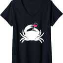 Womens Crab Ocean Gift Wine Cruise Vacation Lovers Drinking V-Neck T-Shirt (Black, XL)