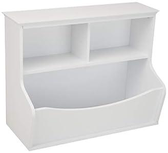 Amazon Basics Children's 3 Shelf Multi-Functional Bookcase and Toy Storage Bin - White, 14.84"D x 31.25"W x 24.56"H