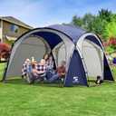 Large Beach Canopy Tent UPF 50+ 12x12 ft Waterproof & Rainproof Dome Sun Shelter for 8-10 Person with 2 Side Walls, Perfect for Camping, Backyard, Fishing, Parties, Picnics (Navy Blue)