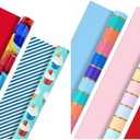 Hallmark All Occasion Reversible Wrapping Paper Bundle - Kids Birthday and Rainbow Stripes (6 Rolls - 150 sq. ft. ttl)