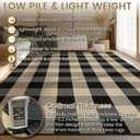 Washable Checkered Easy Jute Rug 9x12, Black Plaid Checkerboard Geometric Modern Outdoor Indoor Patio Large Rug, Woven Thin Carpet Mat for Living Dining Play Room Bedroom Classroom Kid Nursery