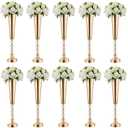 10 Pcs Tall Metal Trumpet Vases for Wedding Centerpieces, 20.8in, Gold