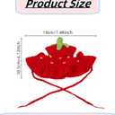 Cat Strawberry Hat, Soft Knit Bonnet, Red, M | Adjustable Ears, Party Head Wear, 2 PCS