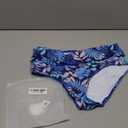 Tempt Me Women Blue Leaves Mid Rise Bikini Bottoms Full Coverage Swimsuit Ruched Scrunch Swim Bottom M