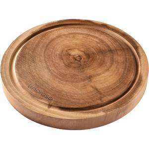 linoroso Round Acacia Wood Cutting Board with Juice Groove for Chopping and Serving Charcuterie, Exquisite Non-Splicing Cheese Board (Dia. 10 inch, Non-Exact Round, Follow Actual Shape of Wood)