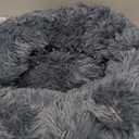 Small Calming Dogs Bed for Small Dogs Anti-Anxiety Machine Washable Fluffy Luxury Anti-Slip Waterproof Mute Base Warming Cozy Soft Pet Puppy Round Bed (19 inches, Dark grey)