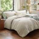 Bedsure Queen Size Comforter Set, Beige Soft Prewashed Bedding for All Seasons, 3 Pieces GentleSoft Warm Down Alternative Bed Set, 1 Lightweight Comforter (90"x90") and 2 Pillowcases (20"x26")