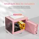 Small Safe Box for Home,Wall Safes 0.23 Cubic Feet, Heavy Duty Steel Safety Lock Box with 3 Keys for Money, Passort, Jewelry 9.06"x 6.69"x 6.69" Pink