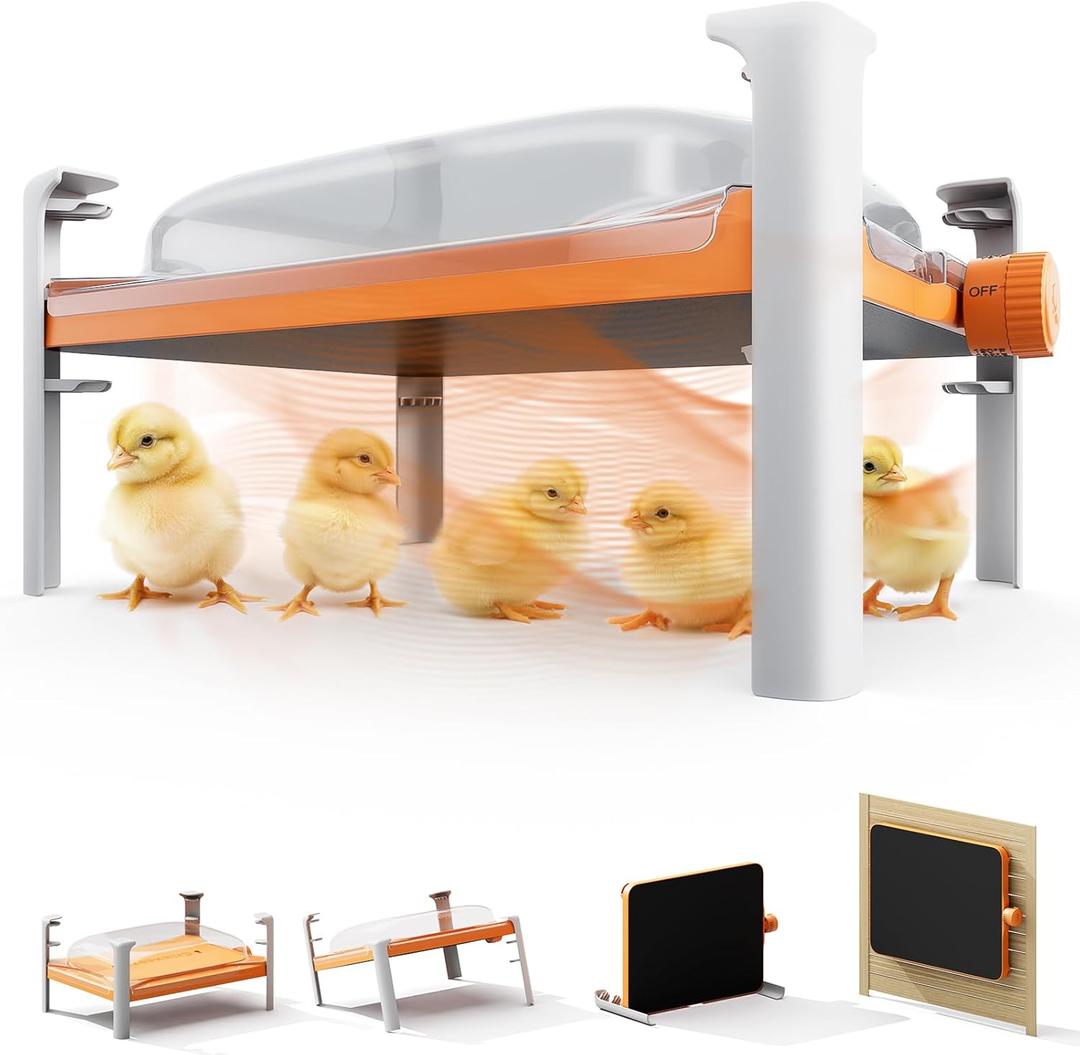 Smart Chicken Coop Heater, 200 Watts Chick Brooder Heating Plate Built-in Adaptive Temperature Sensor, Chicken Brooder Heater, Adaptable to Timer and Temp Controllers,UL-Compliant (Orange)