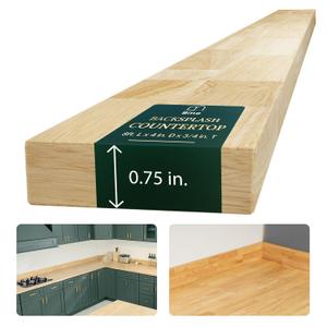 Bme Hevea Solid Wood Butcher Block Countertop, Wood Table Top, Butcher Block Desk Table Top for DIY Kitchen Island, Washer Dryer, or Workstation  Unfinished - 96" L x 4" W x 0.75" Th