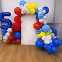 9th Birthday Decorations Boy, Dog Paw Ninth Party Arch with Red Blue Yellow Long Latex Balloons 40 inch Number 9 Balloon and Star Foil for Paw Birthday Party Supplies