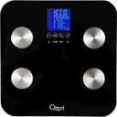 Ozeri Touch 440 lbs Total Body Weight Scale (Body Fat, Muscle, Bone, Weight & Hydration), Auto Recognition Bath Scale with Infant Tare (Black)