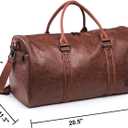 Leather Travel Bag with Shoe Pouch, Waterproof Weekender Overnight Bag,Carry On Duffel Bag for Men Women-Brown
