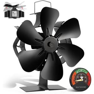 XTIMES Oscillating Wood Stove Fan Heat Powered Fireplace Fan with Magnetic Thermometer Thermoelectric Fan for Wood Burning Stove/Pellet/Log Burner