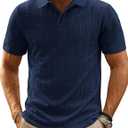PJ PAUL JONES Mens Polo Shirts Short Sleeve Casual Collared Summer Vacation Shirts Golf Polo Shirts (Blue, L)