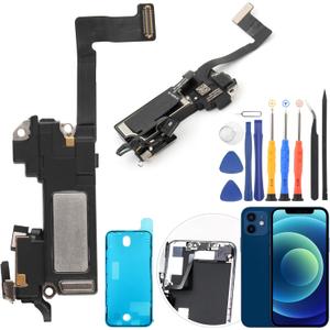 Earpiece Speaker for iPhone 12 Ear Speaker Replacement for iPhone 12 Pro Speaker Replacement Light Proximity Sensor Flex Cable Earphone Speaker Assembly with Repair Tools
