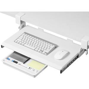 ETHU Keyboard Tray Under Desk, 19.7" X 12.2" Small Size C Clamp Keyboard Drawer Under Desk, Computer Keyboard Stand Slide Pull Out, Ergonomic Keyboard Tray for Home, Office(White), 26.77" X 11.81"