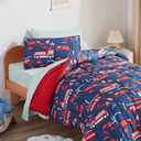 SLEEP ZONE Kids Bedding Twin Comforter Set - Super Soft & Cute Printed 2-Piece Comforter Set All Seasons for Boys, Girls, Fade Resistant, Machine Washable, Fire Truck