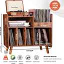 Record Player Stand, Large Record Player Table Cabinet with Open Vinyl Storage and Display Shelf Holds up to 250 Albums, Mid Century Wood Turntable for Living Room, Bedroom (Brown)