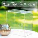 Hxezoc Clear Acrylic Wedding Card Box Large DIY Card Boxes with 4 "Card Text Stickers Gift Money Box Holder for Wedding Reception Anniversary Birthday Party Baby Shower Graduation Decorations