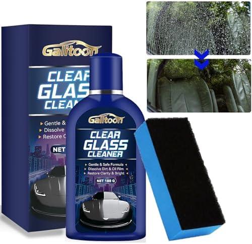 Galitoon Car Glass Oil Film Cleaner, Car Glass Cleaner with Sponge, Glass Cleaner for Home and Auto Cleaning, Water Spot Remover for Glass Surfaces, Easily Restore Glass Clarity(180g)