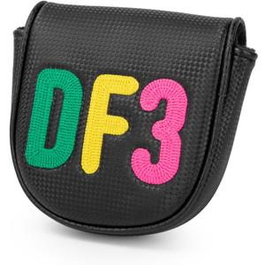Golf Putter Cover for DF3 Center Shafted Putter Cover Head Cover Black Mallet Putter Headcover Magnetic Synthetic Leather Mallet Putter Cover Club Protective Case for Men DF3 Popular Putters