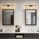 Bathroom Vanity Lights 4-Light Plating Black Modern Crystal Vanity Light Fixtures Over Mirror Crystal Bathroom Vanity Lighting Fixtures