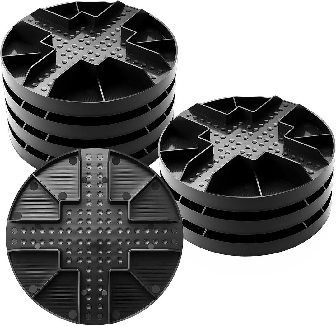8 Pack 10inch Original Round Heavy Duty Deck Block Foundation Support Base Durable Plastic Deck Support Pedestal Floating Shed Platform Base for Piers, Decks, Post and Beam Construction