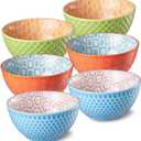 12 Oz Dessert Bowls Set of 6, 4.8 Inch Small Porcelain Ice Cream Bowls Set, Colorful Ceramic Cereal Bowls for Side Dishes, Dip, Snack, Rice, Soup, Portion, Fruits, Microwave and Dishwasher Safe
