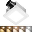 Lightania Bathroom Exhaust Fan with Light & Humidity Sensor, 130 CFM, 1.0 Sones, 5CCT, Ceiling Mount Bathroom Fan with Light, Adjustable Bathroom Vent Fan, 4 Inch Duct, ETL/FCC/Wet Rated Certified, 5CCT Dimmable