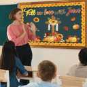 2 x Fall Bulletin Board Ddcorations Set Christian Religious Fall in Love with Jesus Bulletin Boards Decoration Sunflower Pumpkin Cross Christian Theme Cutouts for Classroom Library Home Window Wall Decor