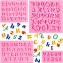 Patelai 4 Pcs Silicone Letter Molds Uppercase Lowercase Letter and 0-9 Numbers Molds for Chocolate Fondant Handmade Soap Making for Baking Cookies Desserts and Cake(Pink)