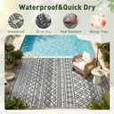 MontVoo Outdoor Rug Carpet Waterproof 10x14 Outdoor Patio Rug Mat Reverisble Plastic Straw Outdoor Rugs for RV Camping Picnic Beach Balcony Boho Grey Large