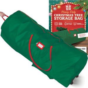 Holiday Cheer Christmas Tree Storage Bag with Wheels  Heavy Duty Christmas Tree Bag Fits Up to 9ft Tall Artificial Christmas Tree, Waterproof, Durable Handles & Zipper  Xmas Tree Storage Bag (Green)