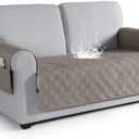 VANSOFY Couch Cover, Waterproof Sofa Covers Washable Slipcover Furniture Protector Couch Seat Covers Non-Slip Couch Cover for Dogs, Pets(Loveseat Plus, Khaki)