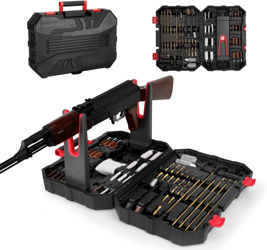 Universal Gun Cleaning Kit for All Caliber Compatible with Pistol Rifle Handgun Shotgun Hunting with Cleaning Stand