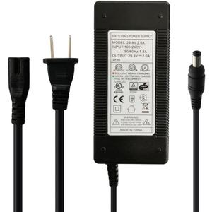 Abakoo 29.4V 2A Charger Power Supply Adapter for 24V 7S Lithium Battery Pack, 5.5x2.1mm Plug and 8mm Female 3-Pin Inline tip