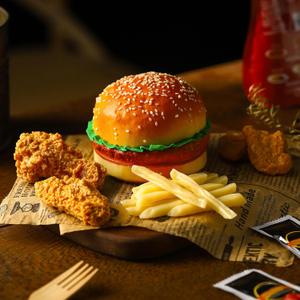 Soulchen 15 Pcs Realistic Fake Food Artificial Hamburgers French Fries Chicken Leg Model Lifelike Chicken Drumstick Set for Display Decoration Fake Food Props Kitchen Party Decoration