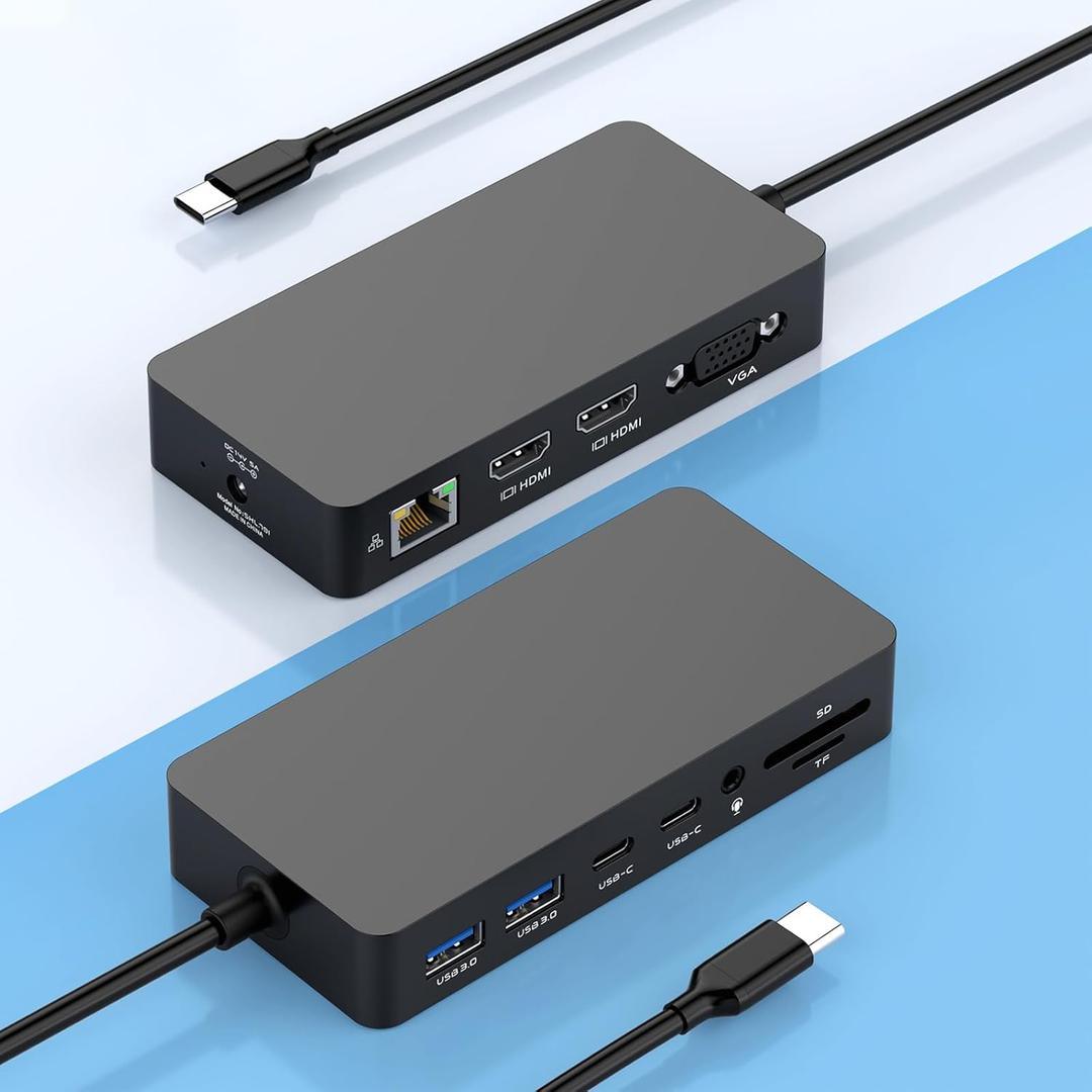 New Surface Thunderbolt 4 Dock Triple Displays with Power Supply, 12 in 1 Surface Docking Station with Dual 4K HDMI+VGA for Surface Pro 12/11/10/9/8/X/7+/7, Laptop 7/6/5/4/3,Go 4/3/2/1,Studio 2/1