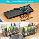 Sponge Holder for Kitchen Sink, 2 Tier Sink Caddy Organizer Countertop with Dish Brush Holder and 360 Drain Tray, Rustproof Stainless Steel Dish Soap Storage Rack Set for Accessories Grey (Gray)