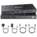 KCEVE KVM Switch 2 Monitors for 1 Laptop 1 Desktop, USB 3.0 KVM Switch 2 Monitor 2 Computer USB C Displayport HDMI, MST,4K@60Hz,PD 100W, Power Adapter, Wired Remote(4K USB C DP HDMI 2 in 2 Out KVM)