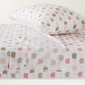 AmKid's Soft, Breathable, Easy-Wash Microfiber 3-Piece Sheet Set with Pillowcase, Twin, Peony Pink Kitties, Animal Print