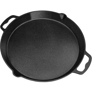 BUCABUCA Pre-Seasoned Cast iron Skillet,Frying Pan,Chef's Pan,Large Skillet,Cast Iron Camping Pan (17 inch)