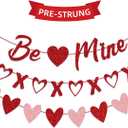 Valentine's Day Decorations - 3-Pack Pre-Strung Be Mine & XOXO & Heart Glitter Banners, No DIY Required, Romantic Decor for Home Classroom Office Wedding Party Anniversary