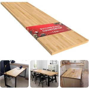 Unfinished Birch Butcher Block Countertop - Solid Wood Cutting Board for Kitchen Island, DIY Desk & Washer Dryer Top, Customizable Surface, 72" x 25" x 1.5" Thick