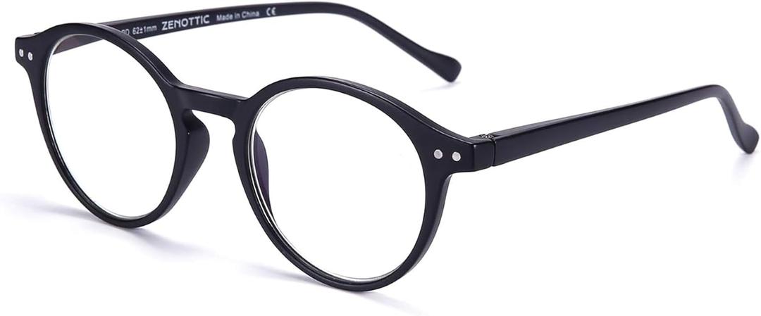 ZENOTTIC Reading Glasses Blue Light Blocking Round Glasses for Men Women Magnification 0.0 1.0 1.5 2.0 2.5 3.0 3.5 (Black)