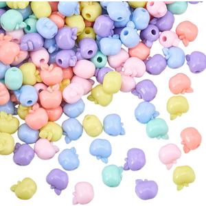 SUNNYCLUE 1 Box 180Pcs Apples Jewelry Beads Fruit Acrylic Beads Opaque Colorful Apples Assorted Food Small Craft Charm Loose Smooth Spacers for Jewelry Making Bracelets Necklaces Earrings DIY Crafts