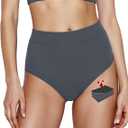 Period Swimwear for Teens Women High Waisted Swimsuit Bikini Bottoms Menstrual Swim Bottoms Tankini Bathing Suit (S)