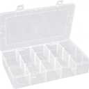Hlotmeky Plastic Organizer Box with Dividers Bead Organizer 15 Large Grids Tackle box Organizer Clear Snackle Box Container