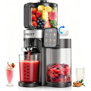 2026 Upgraded Cold Press Juicer Machine, 6.5" Extra Wide Chute Masticating Juicer with 100oz Self-Feeding Hopper,3-in-1 Smart Touch Slow Juicer for Sorbet & Nut Milk, High Yield, Easy Clean